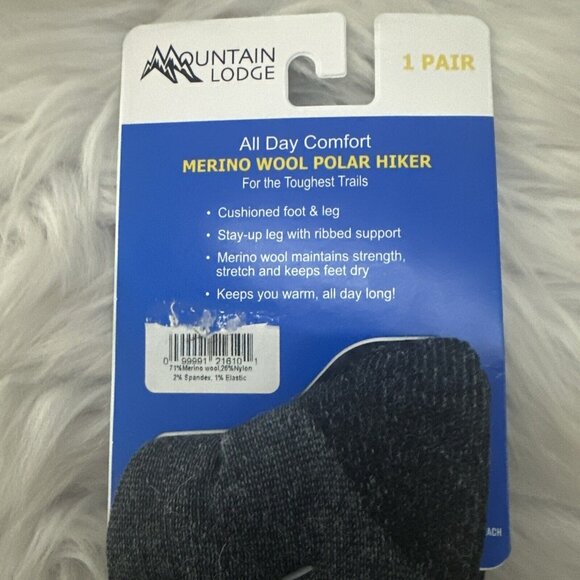 Mountain Lodge Merino Wool Blend 71% Outdoor hiking socks gray 9-12 - Picture 7 of 8